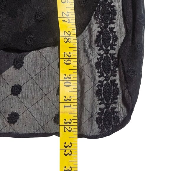 Sheer Blouse Black Small Stretchy Lightweight Minimalist Boho Office wear Chic - Picture 9 of 10